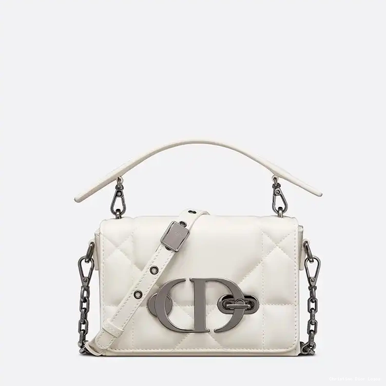 Lambskin Montaigne White Box Bag 30 Dior with Handle Maxicannage 0327 Luxury